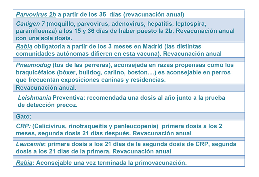 Calendario de vacunación
